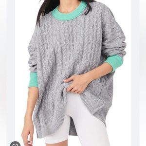 Free People Olympia tunic sweater in gray combo size xs
